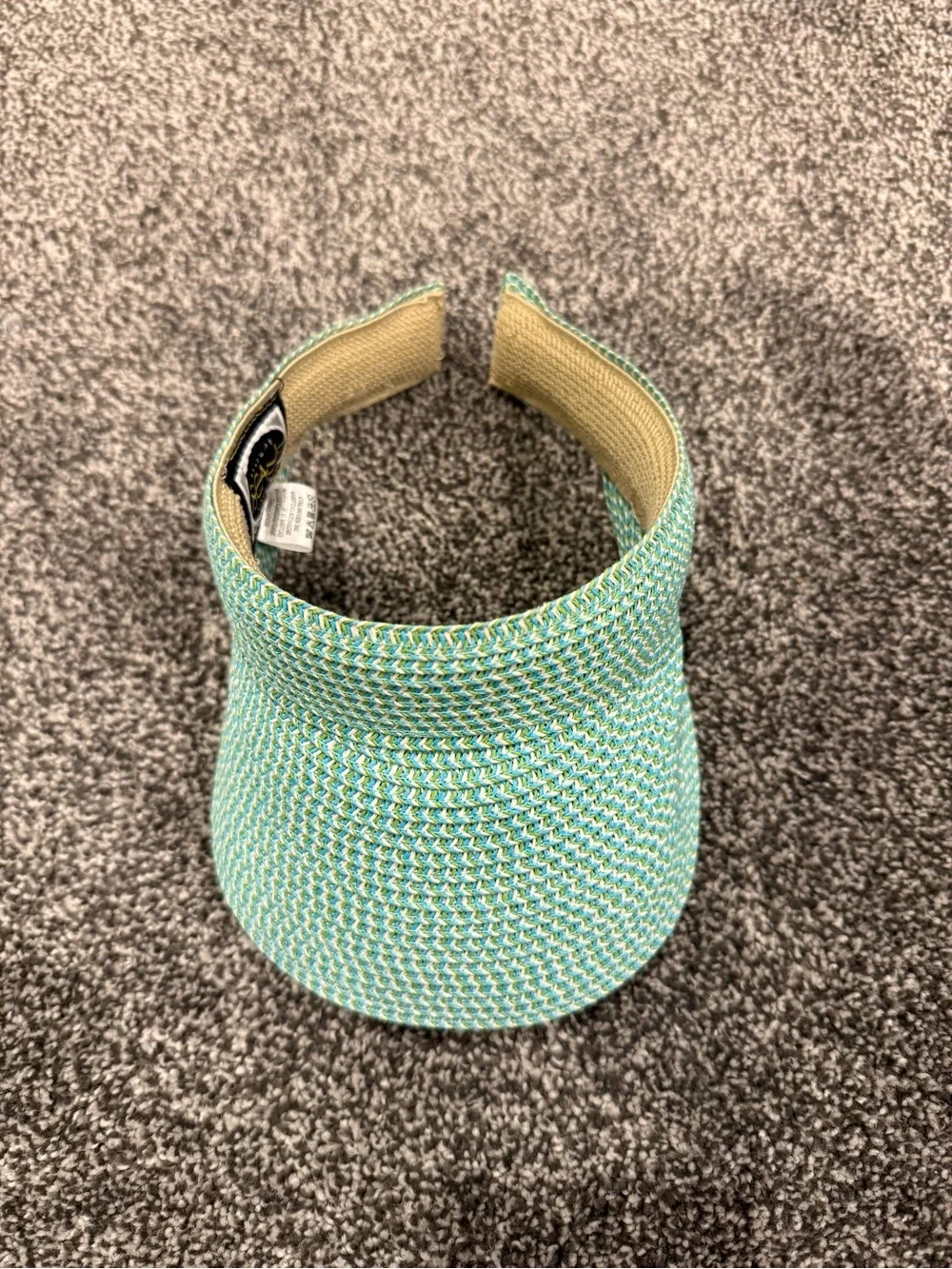 Scala Raffia Braided Visor in Sea Foam